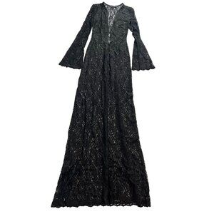 Starlit Diamond Lace Dress in Black